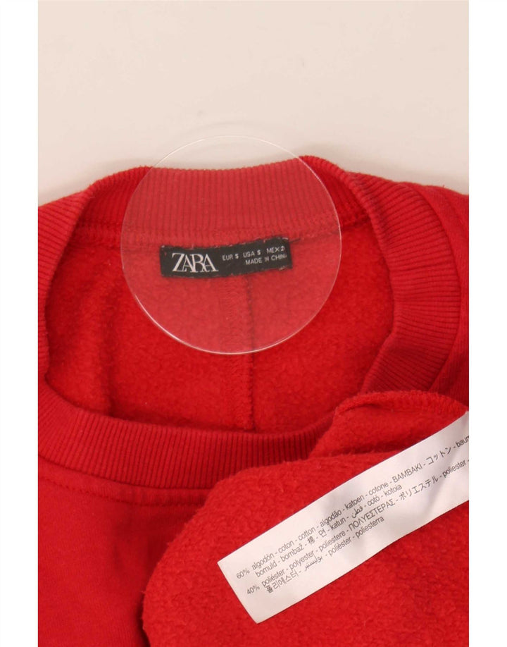 Zara Womens Oversized Sweatshirt Jumper UK 10 Small Red Cotton
