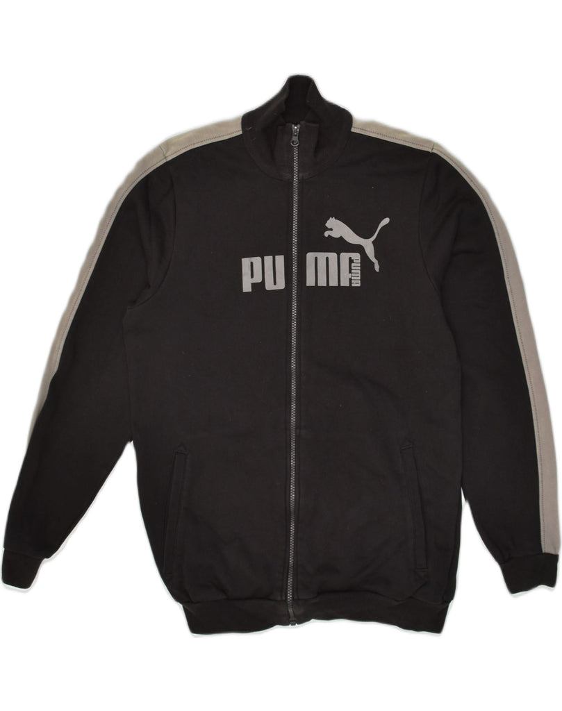 PUMA Mens Graphic Tracksuit Top Jacket Medium Black Cotton | Vintage Puma | Thrift | Second-Hand Puma | Used Clothing | Messina Hembry 