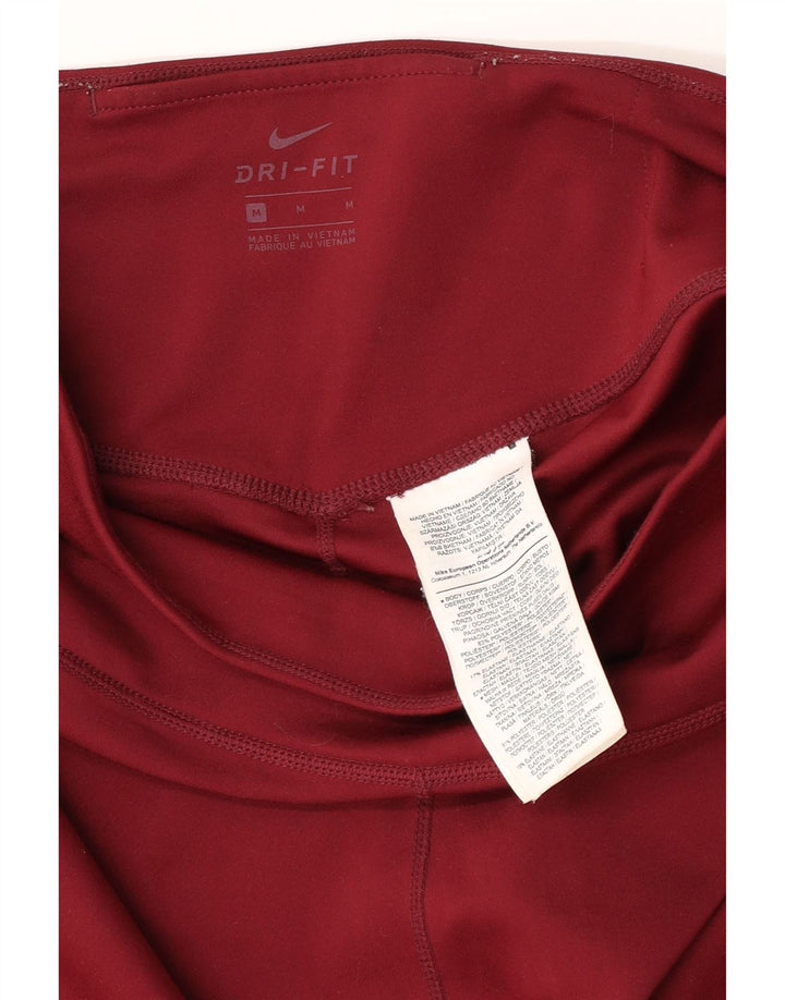 Nike Womens Dri Fit Leggings UK 12 Medium  Burgundy Polyester