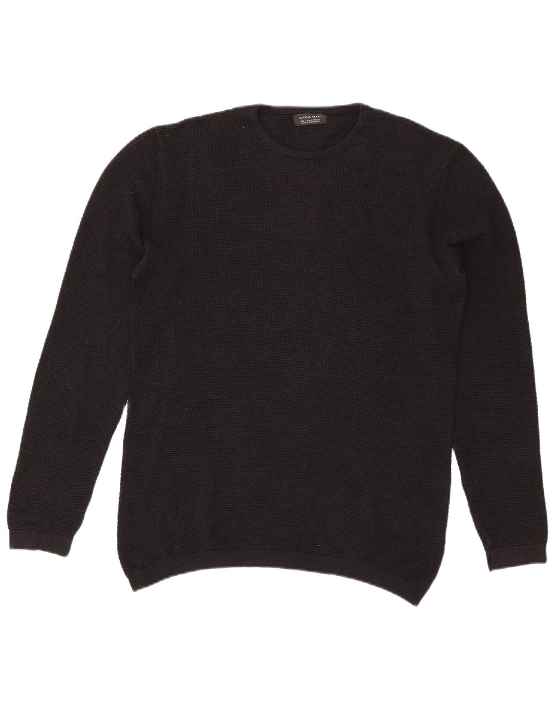 Zara Mens Crew Neck Jumper Sweater Large Black