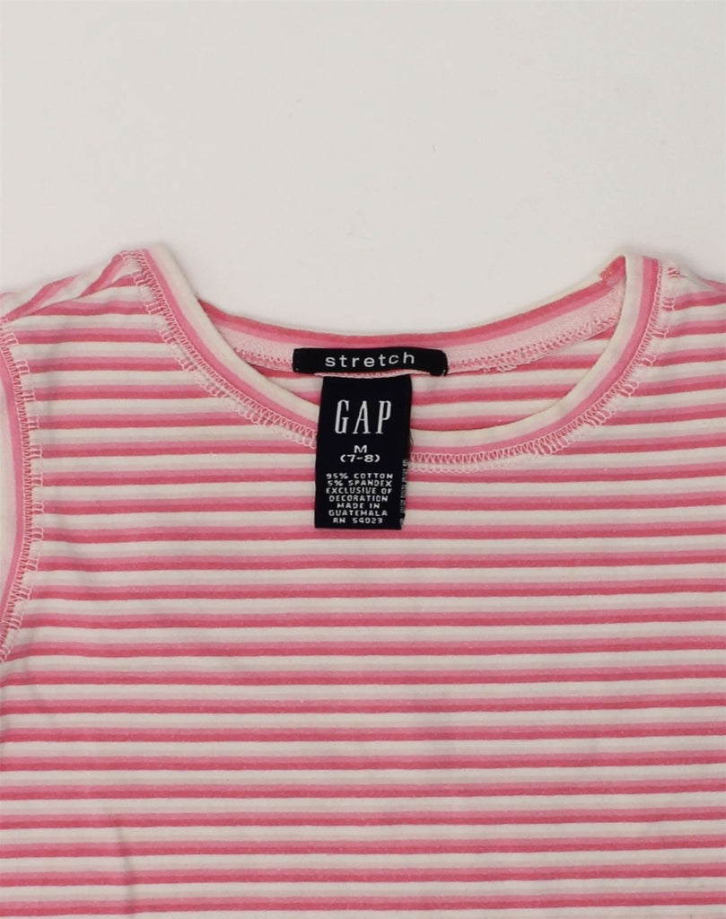 GAP Girls Stretch Vest Top 7-8 Years Medium Pink Striped Cotton | Vintage Gap | Thrift | Second-Hand Gap | Used Clothing | Messina Hembry 