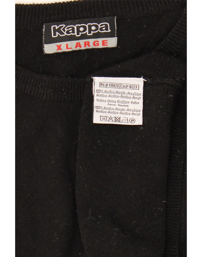 KAPPA Mens Crew Neck Jumper Sweater XL Black Acrylic Vintage Kappa and Second-Hand Kappa from Messina Hembry 