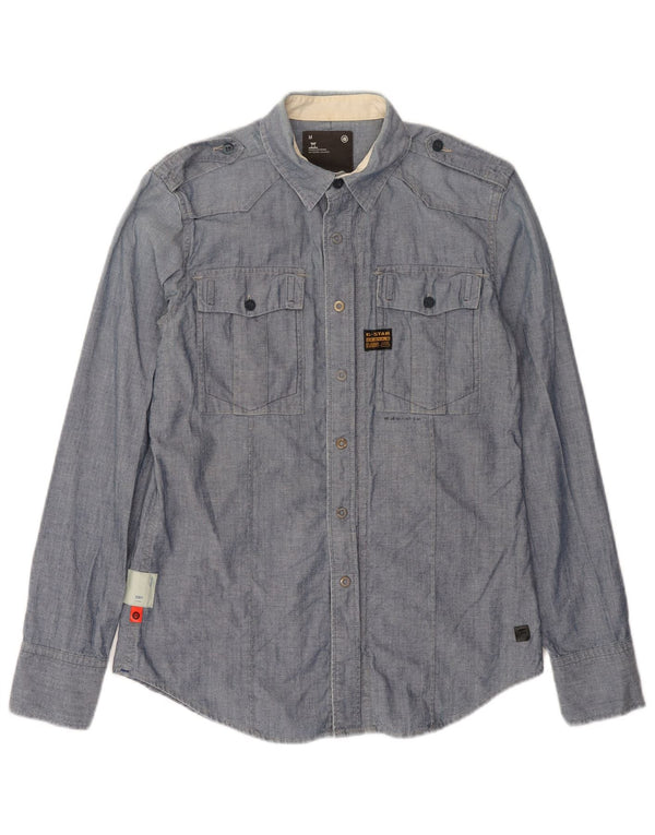 G-Star Mens 3301 Military Shirt Medium Blue Cotton