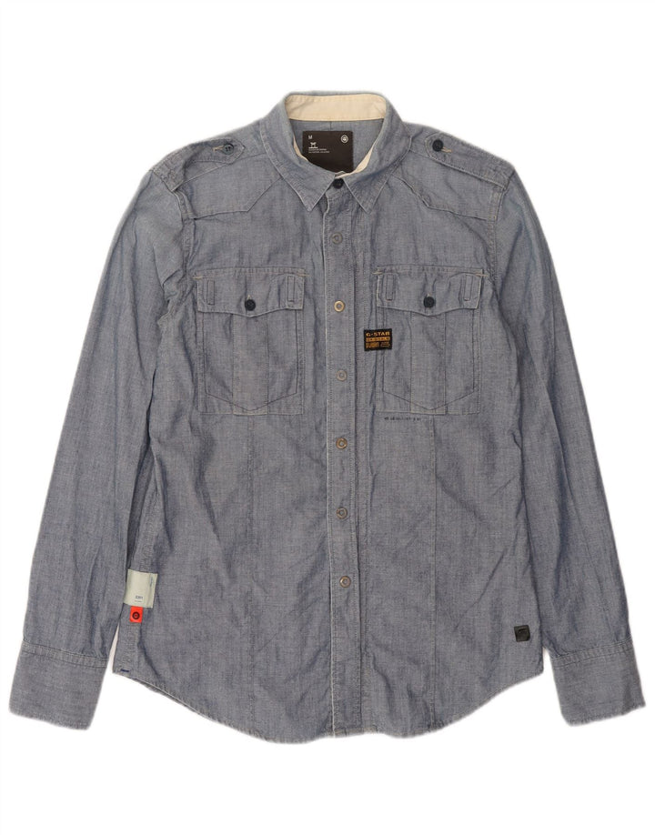 G-Star Mens 3301 Military Shirt Medium Blue Cotton