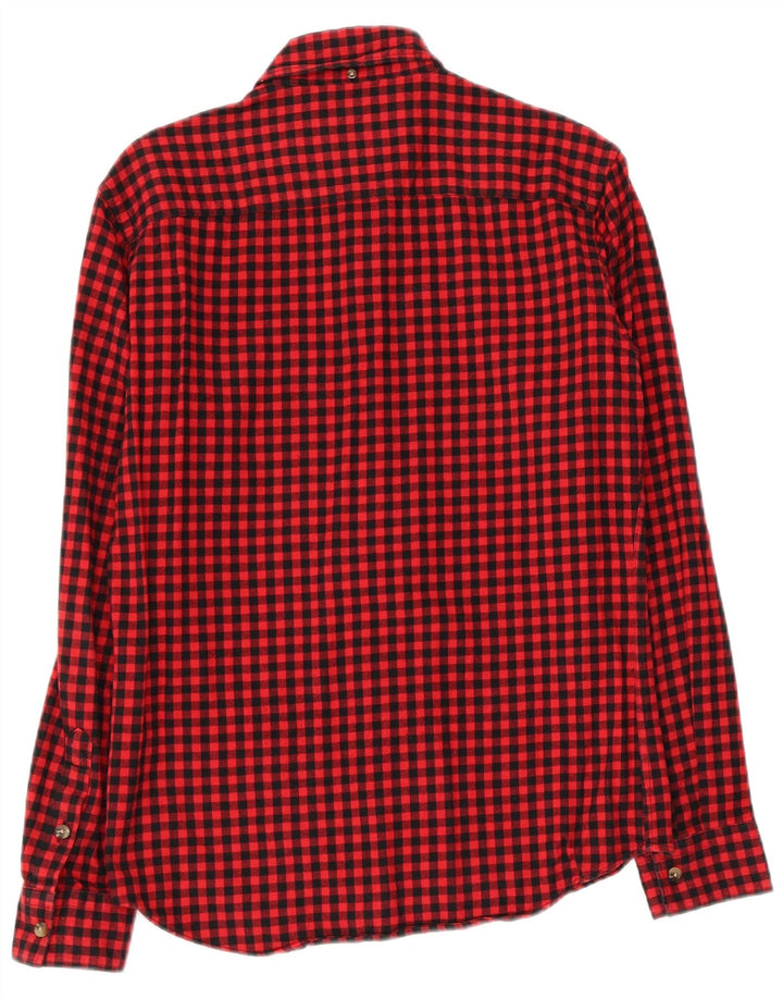 FRANK & OAK Mens Flannel Shirt Small Red Gingham Cotton