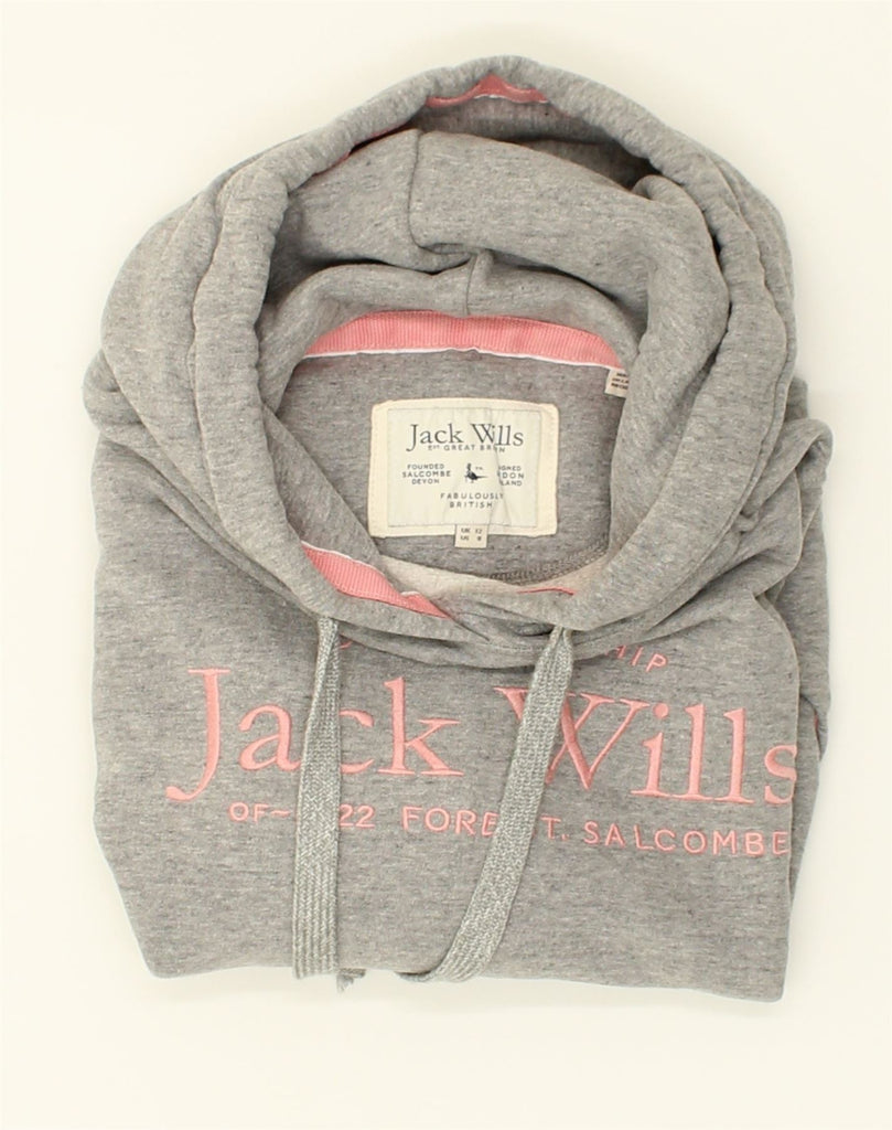 JACK WILLS Womens Loose Fit Graphic Hoodie Jumper UK 12  Medium  Grey | Vintage Jack Wills | Thrift | Second-Hand Jack Wills | Used Clothing | Messina Hembry 