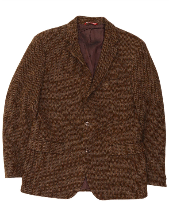Harris Tweed Mens 2 Button Blazer Jacket IT 50 Large Brown Herringbone