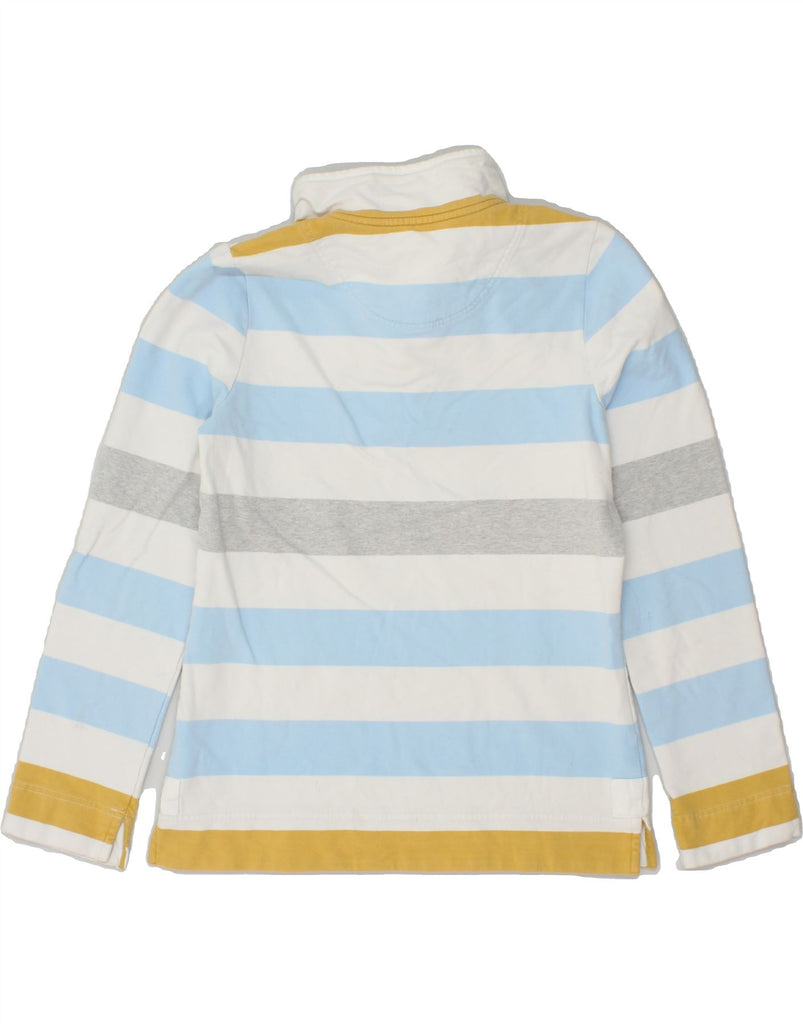 JOULES Womens Button Neck Sweatshirt Jumper UK 12 Medium Blue Striped | Vintage Joules | Thrift | Second-Hand Joules | Used Clothing | Messina Hembry 
