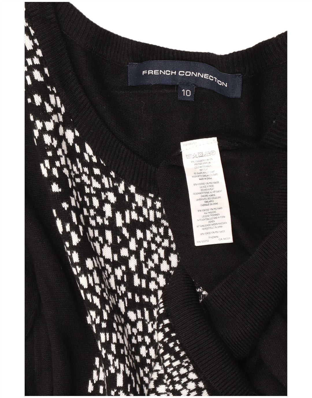 French Connection Womens Jumper Dress UK 10 Small Black Geometric