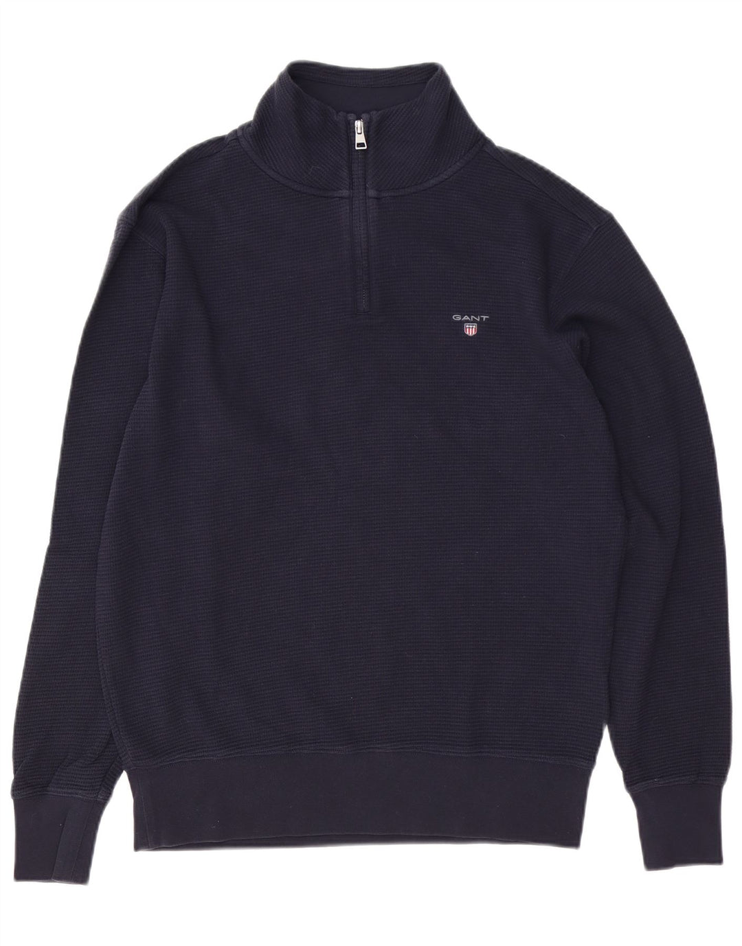 Gant Mens Zip Neck Sweatshirt Jumper Small Navy Blue Cotton