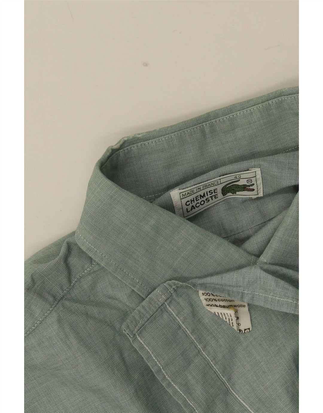 Lacoste Mens Shirt Size 40 Medium Green Cotton