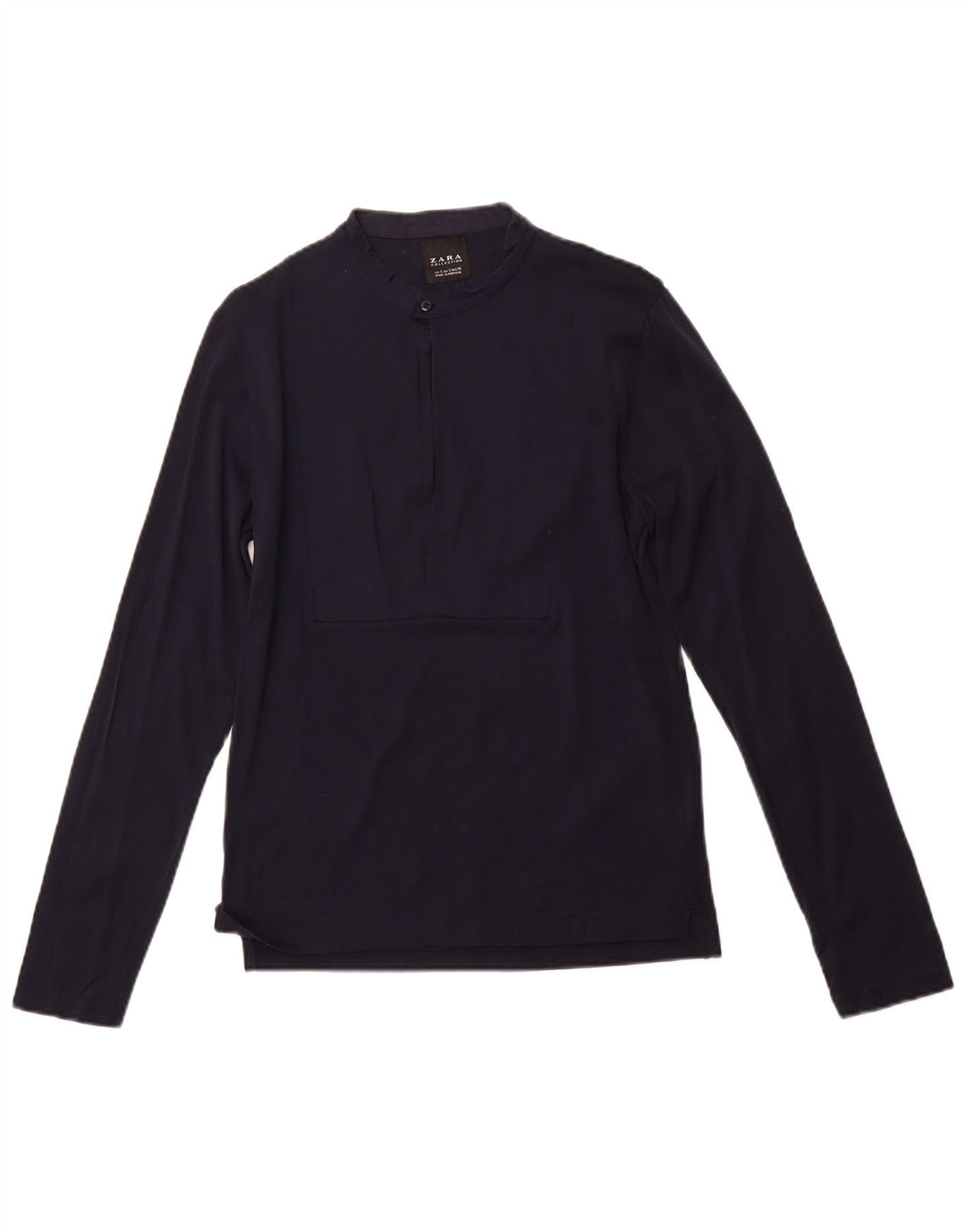 ZARA Mens Pullover Shirt Small Navy Blue Cotton
