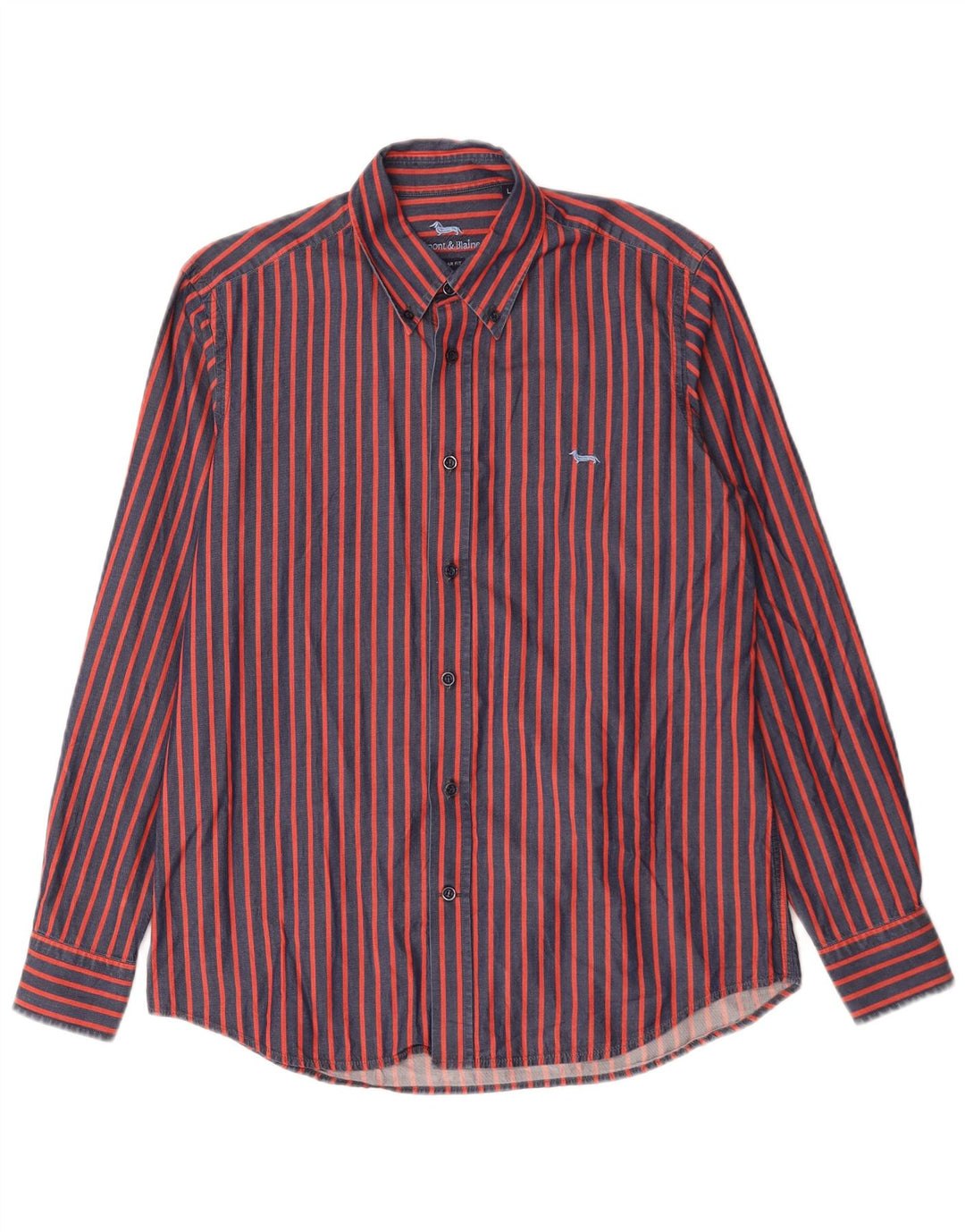 Harmont & Blaine Mens Regular Fit Shirt Large Red Striped Cotton