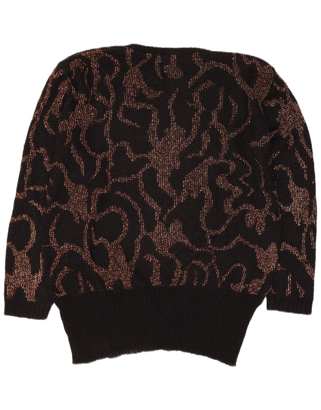 Dolores Womens Abstract Pattern Boat Neck Jumper Sweater EU 40 Medium Black