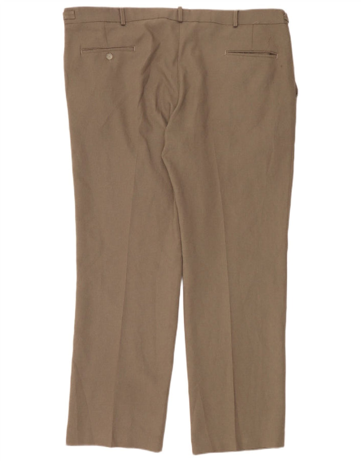 Farah Mens Pegged Suit Trousers W42 L30 Brown Polyester