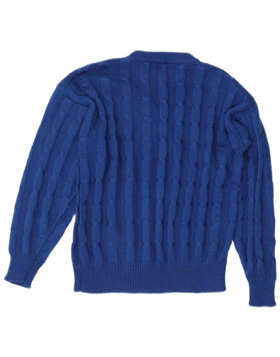 VINTAGE Mens Crew Neck Jumper Sweater Medium Blue Wool