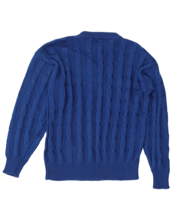 VINTAGE Mens Crew Neck Jumper Sweater Medium Blue Wool