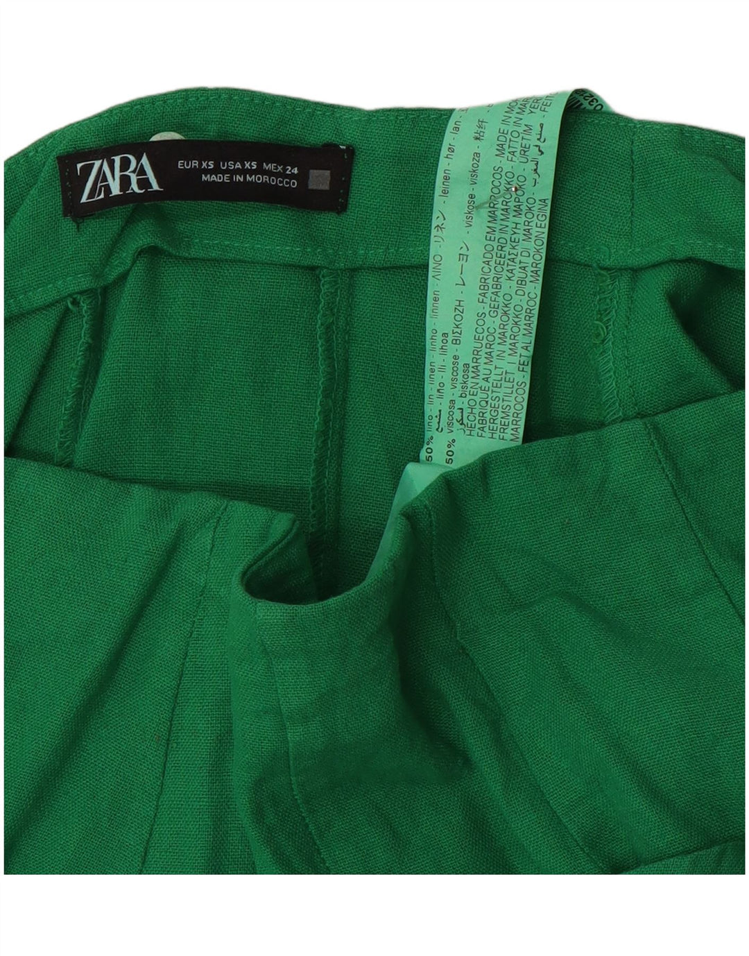 Zara Womens Mini Skirt XS W24  Green Linen