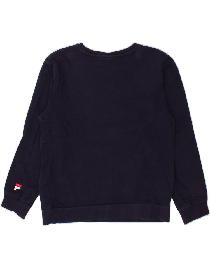FILA Boys Graphic Sweatshirt Jumper 11-12 Years Navy Blue Cotton Vintage Fila and Second-Hand Fila from Messina Hembry 