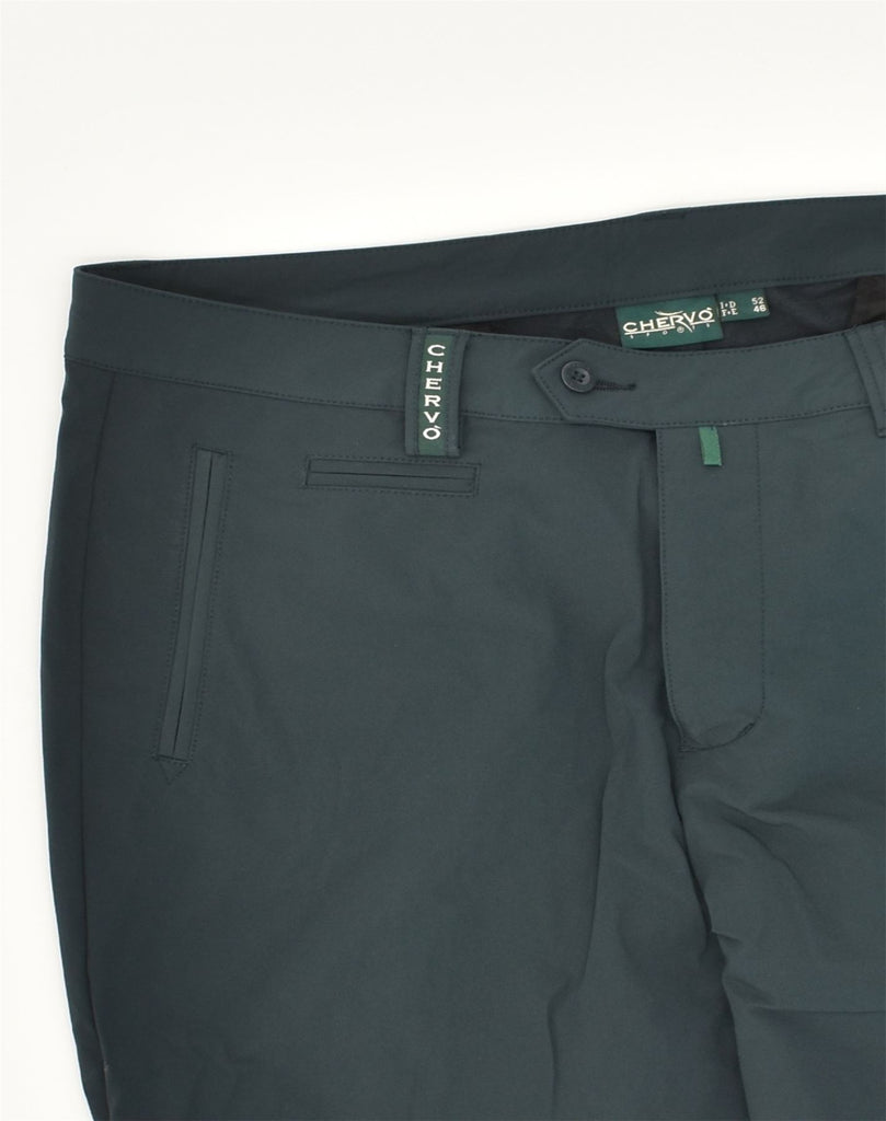 CHERVO Mens Slim Casual Trousers IT 52 XL W38 L32 Green | Vintage Chervo | Thrift | Second-Hand Chervo | Used Clothing | Messina Hembry 