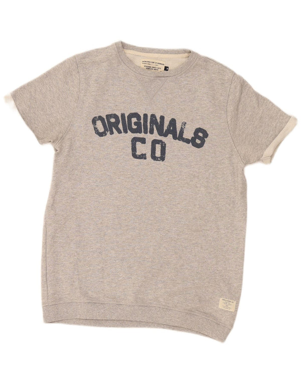 Jack & Jones Mens Graphic Sweatshirt Jumper Medium Grey Flecked