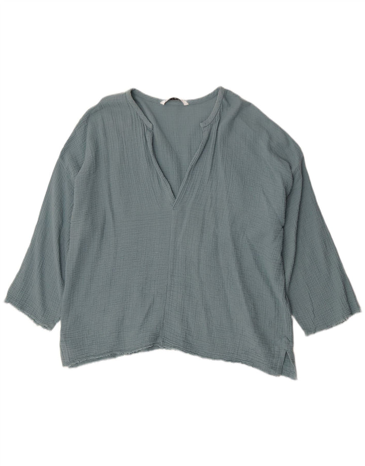 Zara Womens Oversized Tunic Top UK 18 XL Blue Cotton