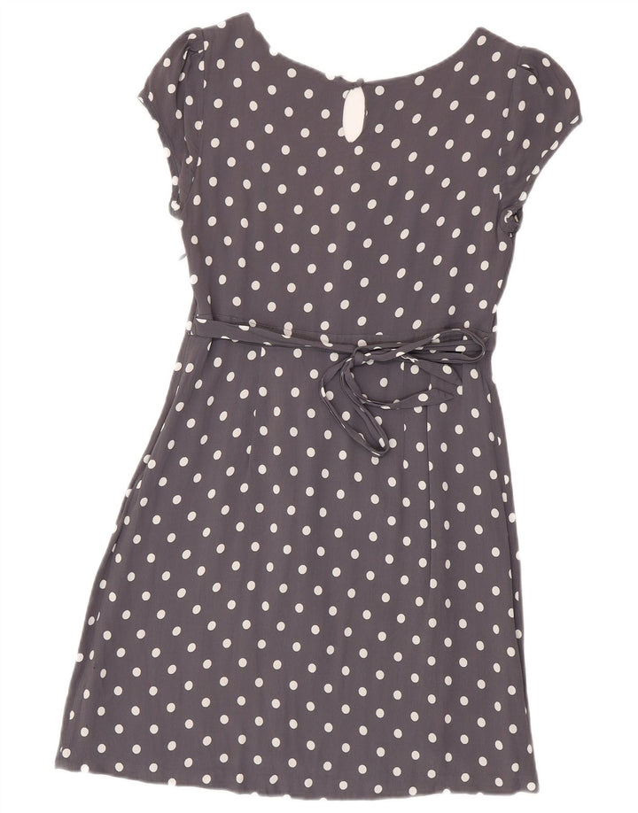 Monsoon Womens Tea Dress UK 12 Medium Grey Polka Dot Viscose