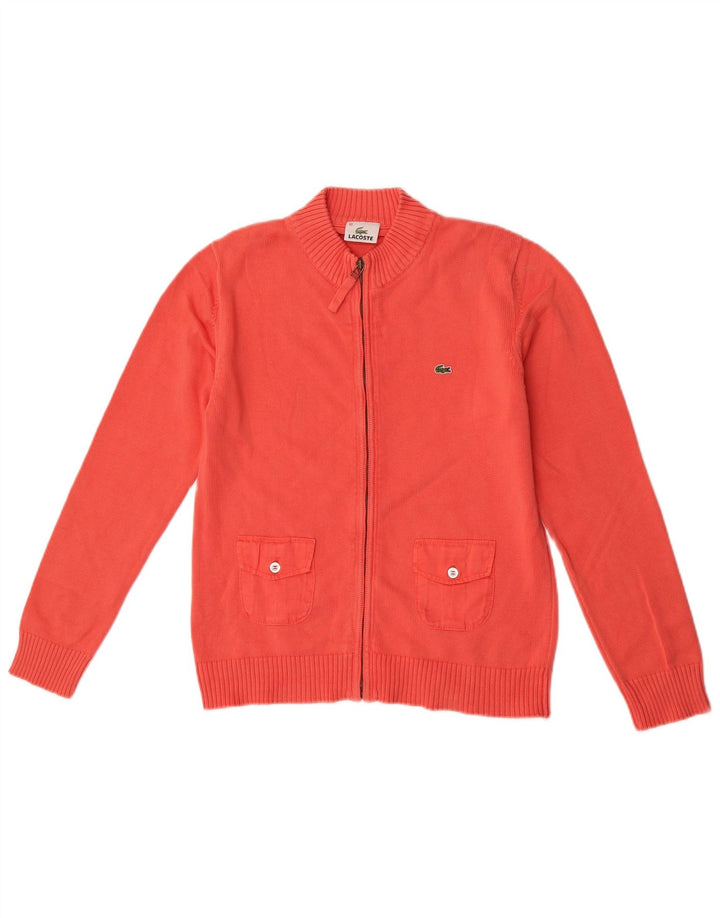 Lacoste Womens Cardigan Sweater Size 40 Medium Orange Cotton