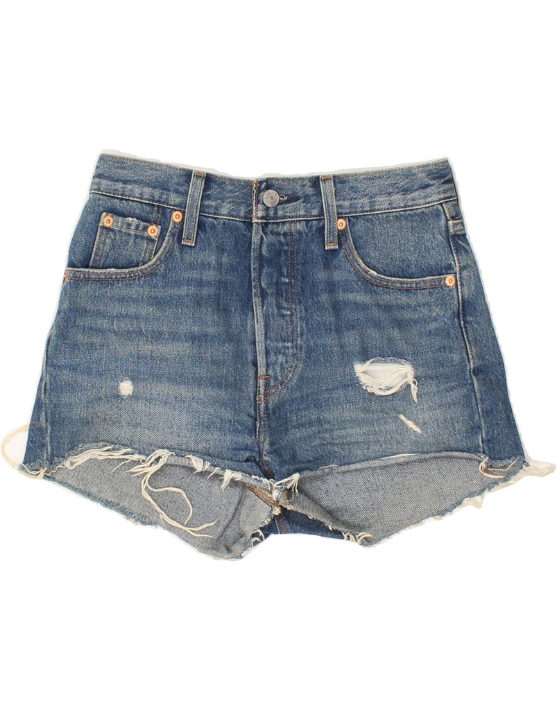 LEVI'S Womens 501 Distressed Denim Shorts W25 XS Blue Cotton | Vintage Levi's | Thrift | Second-Hand Levi's | Used Clothing | Messina Hembry 