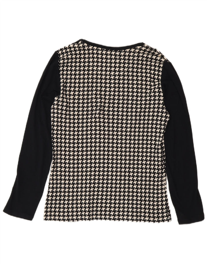 Ralph Lauren Womens Blouse Top UK 12 Medium Black Houndstooth Cotton