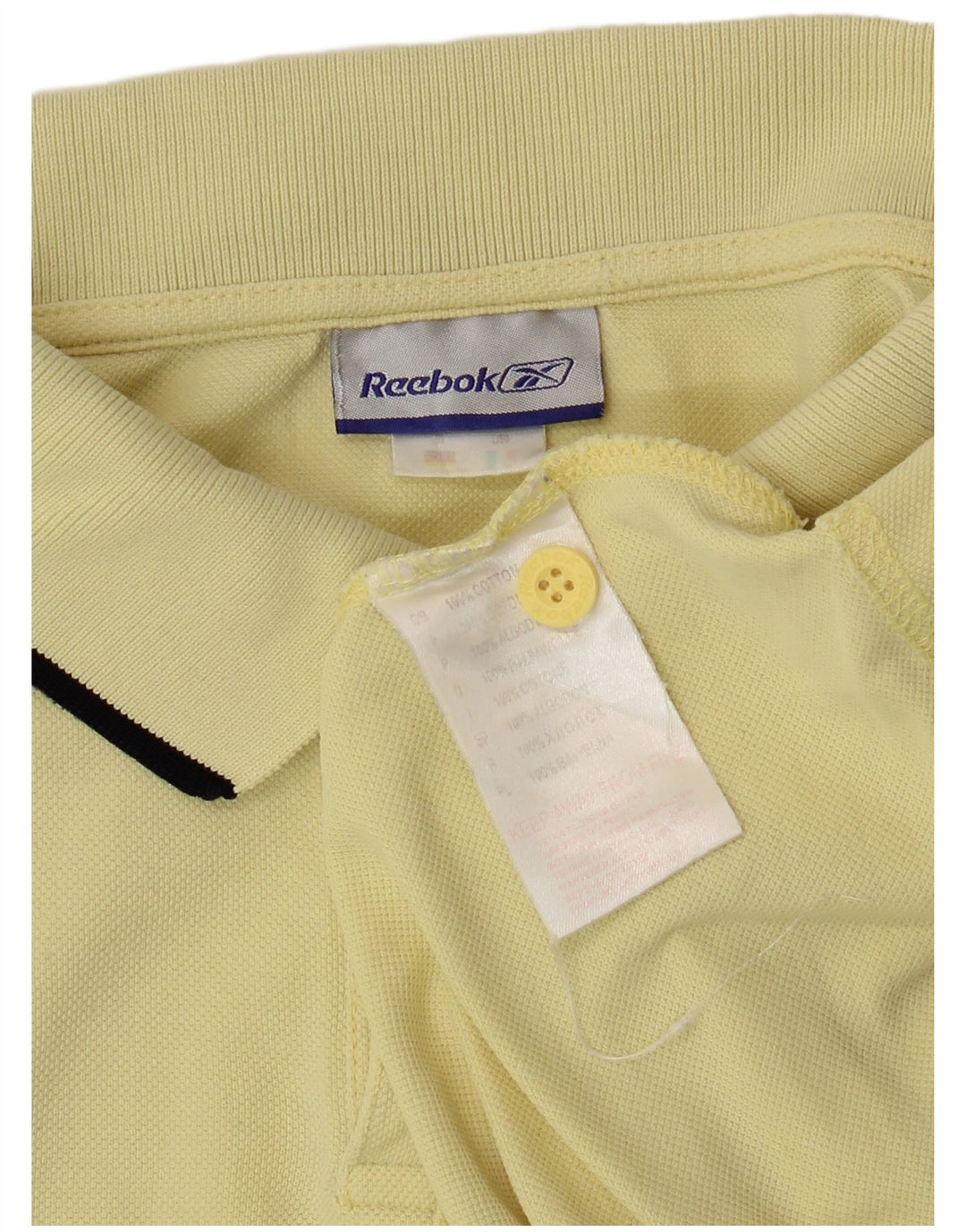 REEBOK Mens Polo Shirt Medium Yellow Cotton