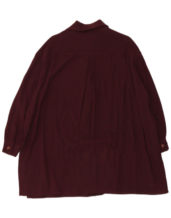 Gigli Womens Oversized Long Sleeve Shirt Dress UK 10 Small Maroon Viscose