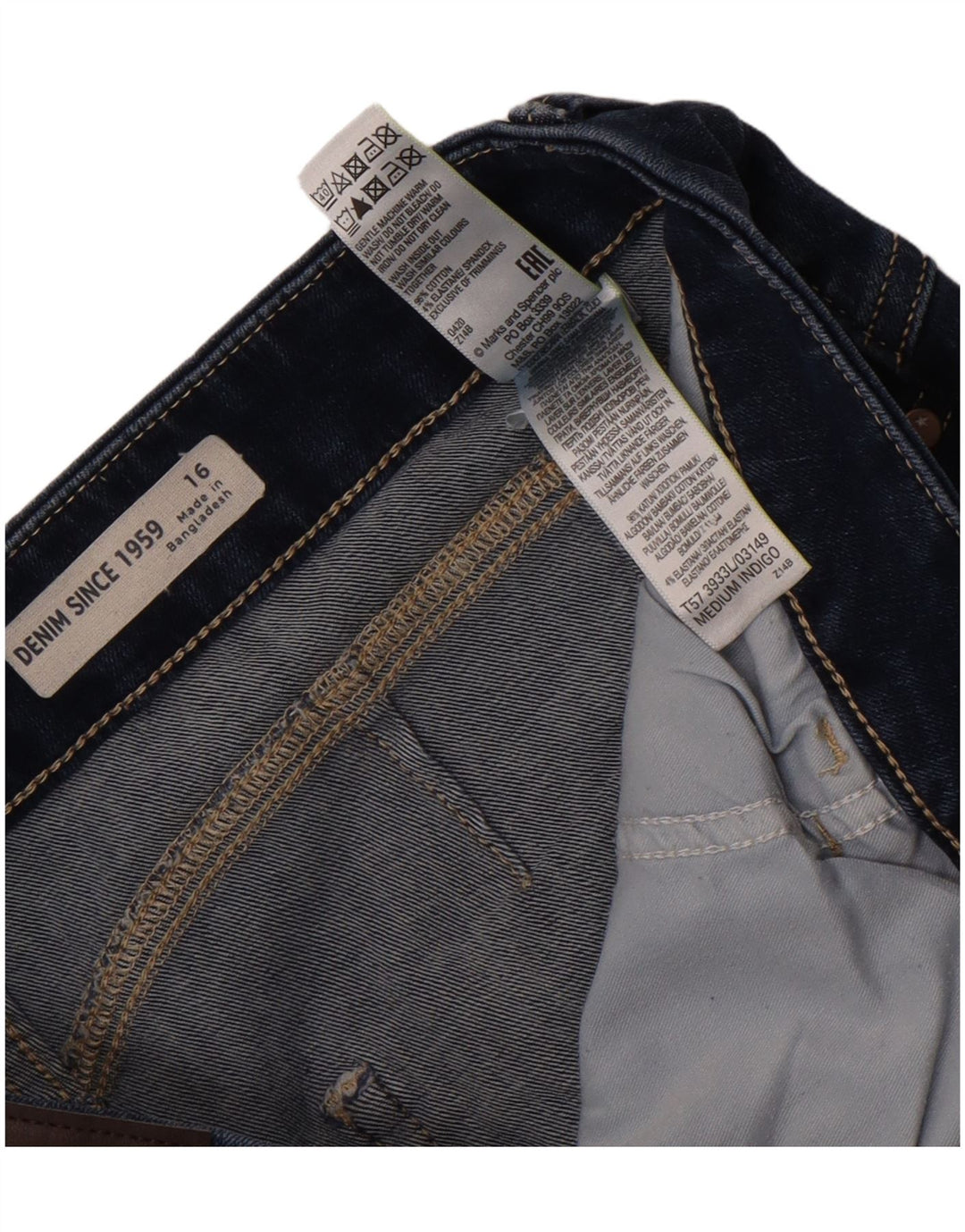 Marks & Spencer Womens Denim Shorts UK 16 Large W34 Blue Cotton