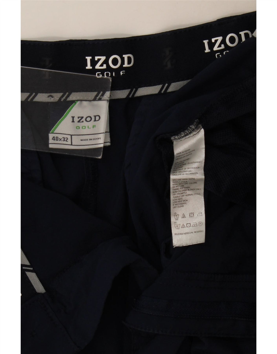 Izod Mens Straight Chino Trousers W40 L30 Navy Blue Polyester