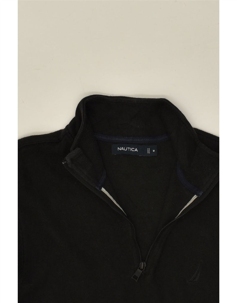 NAUTICA Mens Zip Neck Sweatshirt Jumper Medium Black Cotton Vintage Nautica and Second-Hand Nautica from Messina Hembry 