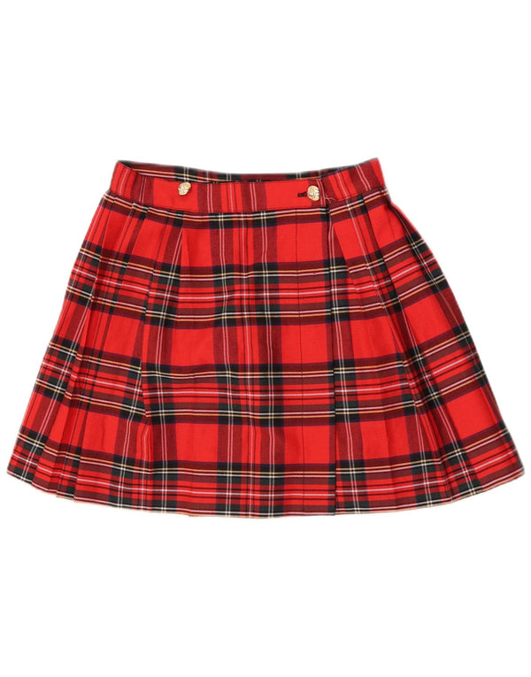 Vintage Womens High Waist Mini Wrap Skirt IT 44 Medium W26 Red Plaid