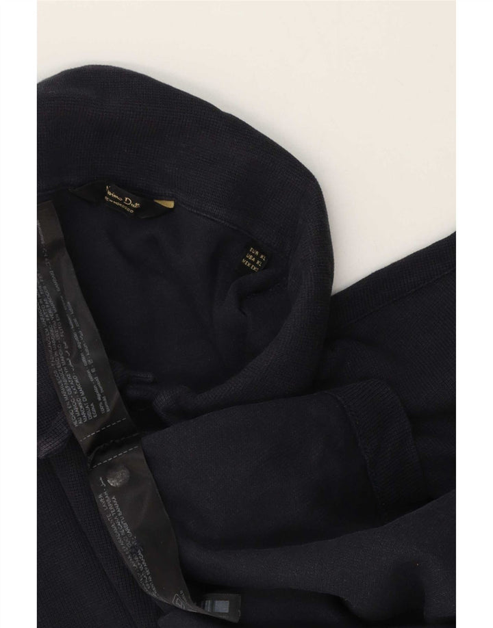 Massimo Dutti Mens Polo Shirt XL Navy Blue Cotton