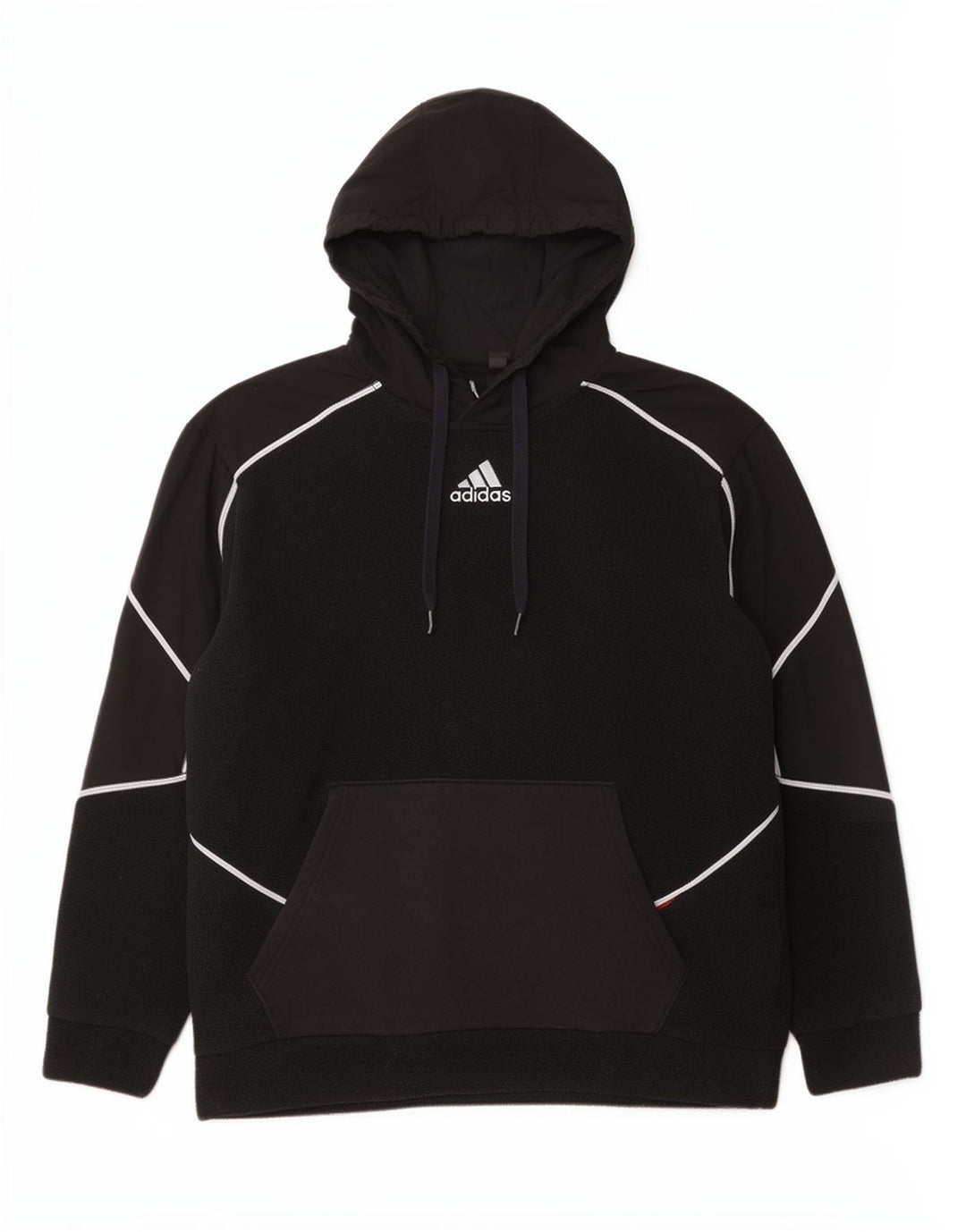 Adidas Mens Hoodie Jumper Medium Black Striped Polyester Sports