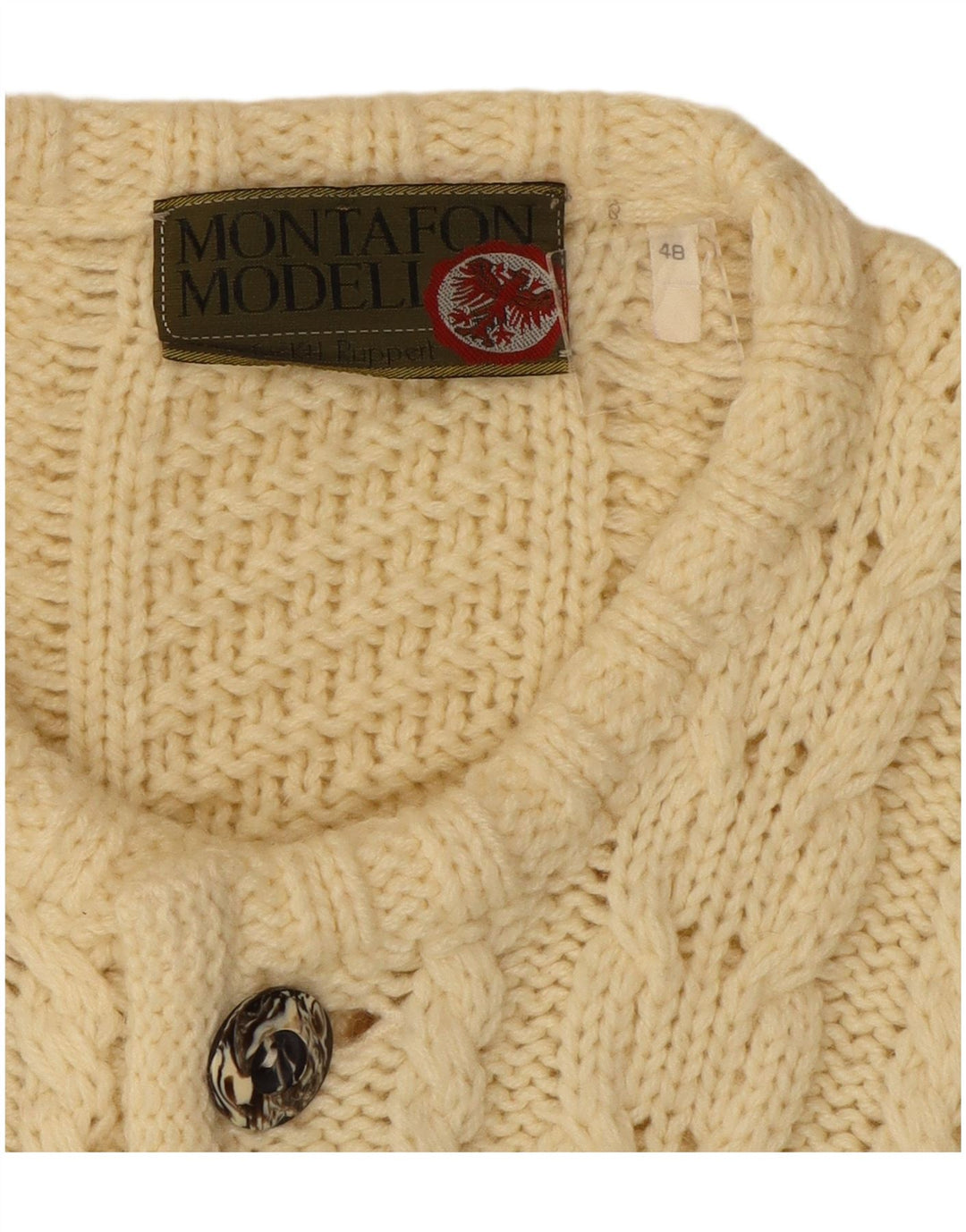 MONTAFON Womens Crop Cardigan Sweater EU 48 2XL Beige