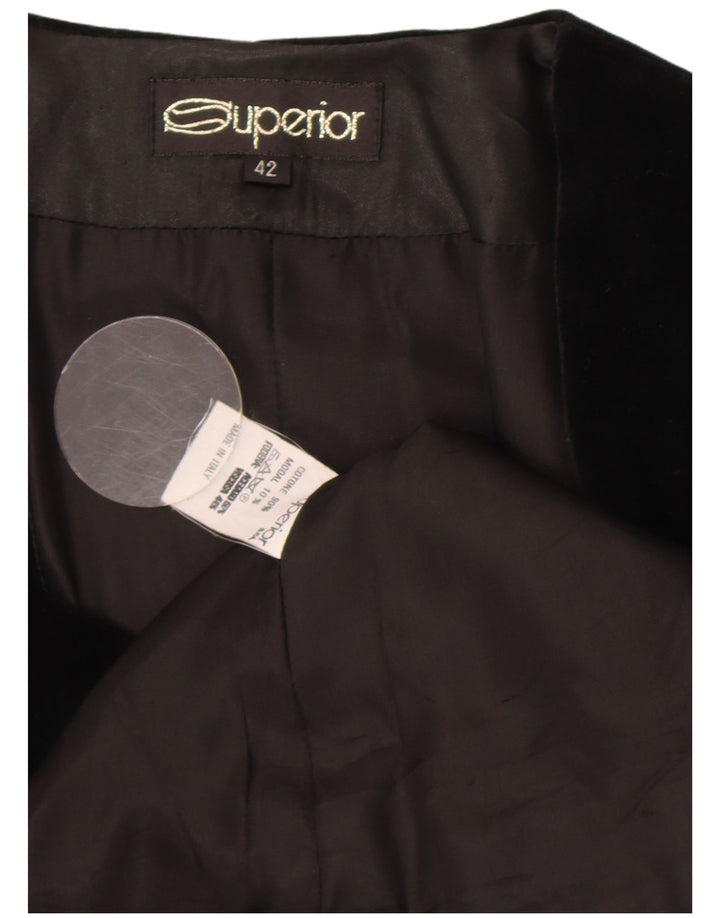Superior Womens 4 Button Velour 2 Piece Skirt Set IT 42 Medium W28 Black