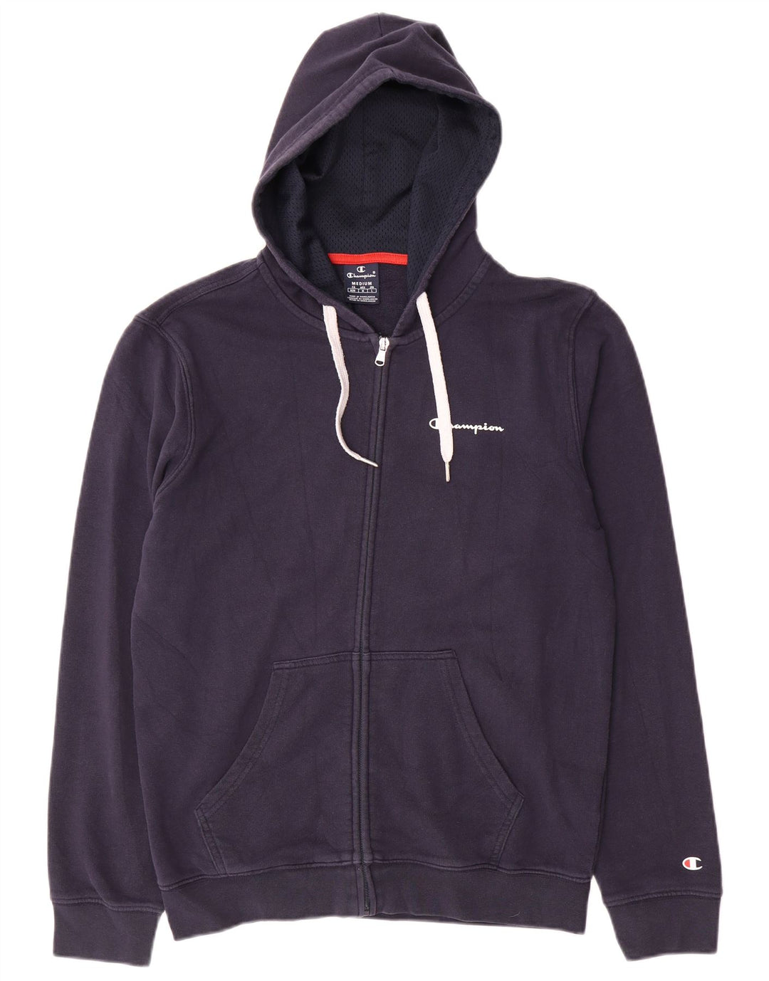 Champion Mens Zip Hoodie Sweater Medium Navy Blue