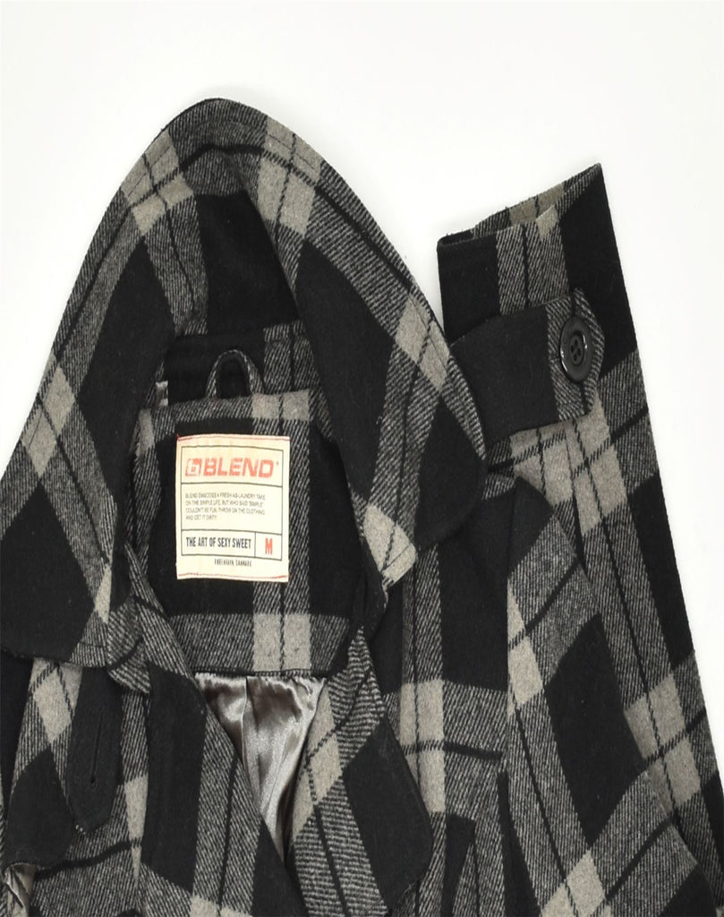 VINTAGE Womens Double Breasted Coat UK 12 Medium Black Check Wool Classic | Vintage | Thrift | Second-Hand | Used Clothing | Messina Hembry 