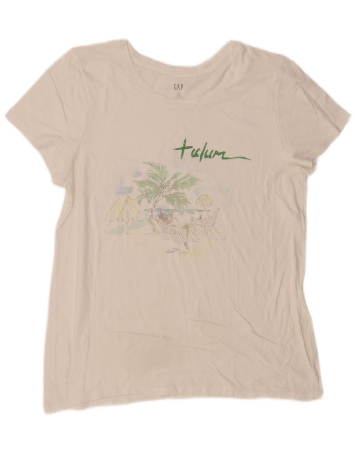 GAP Womens Graphic T-Shirt Top UK 18 XL White