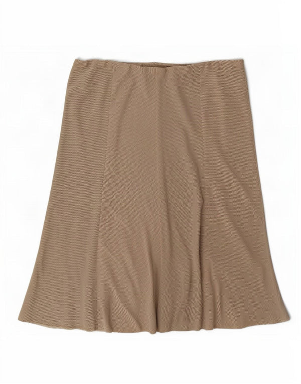 Marks & Spencer Womens Flared Skirt UK 18 XL W38 Beige Gingham Viscose