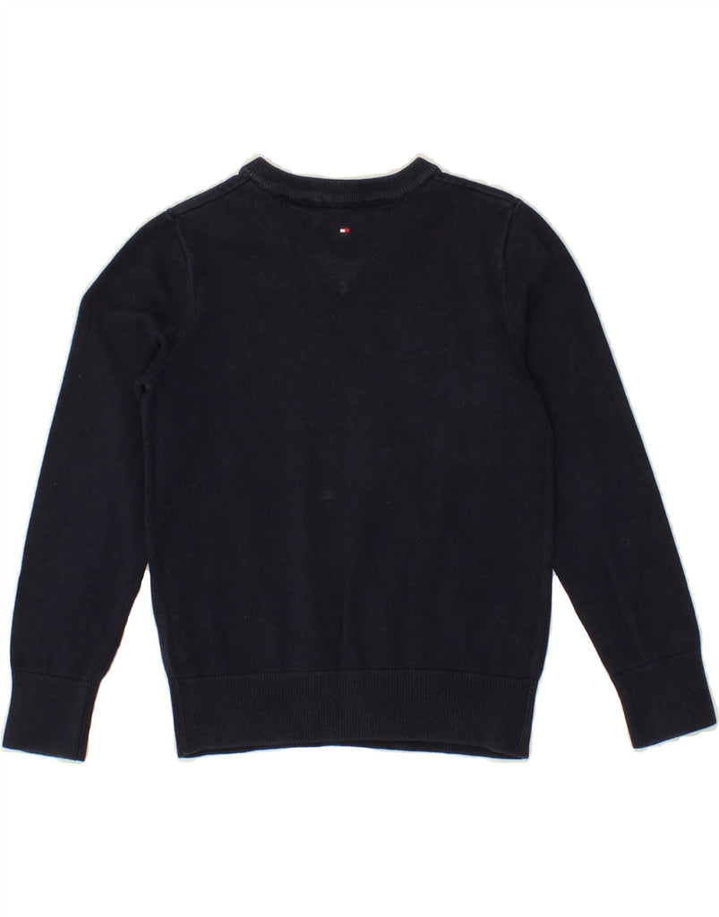 TOMMY HILFIGER Boys V-Neck Jumper Sweater 9-10 Years Navy Blue Cotton Vintage Tommy Hilfiger and Second-Hand Tommy Hilfiger from Messina Hembry 