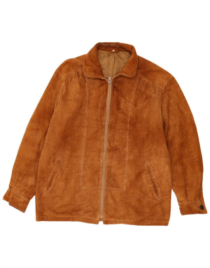 VINTAGE Mens Loose Fit Suede Jacket IT 44 XS Beige