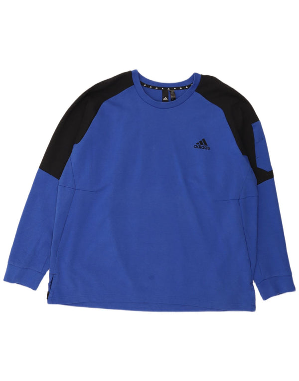 Adidas Mens Sweatshirt Jumper 2XL Blue Colourblock Cotton