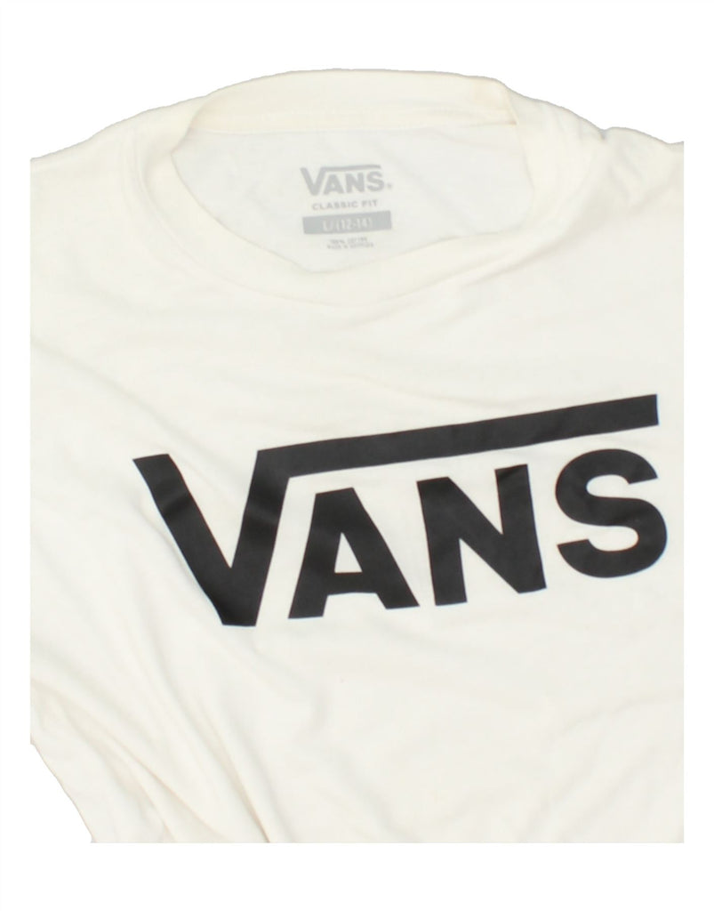 VANS Boys Classic Fit Graphic T-Shirt Top 12-13 Years Large  White Cotton | Vintage Vans | Thrift | Second-Hand Vans | Used Clothing | Messina Hembry 