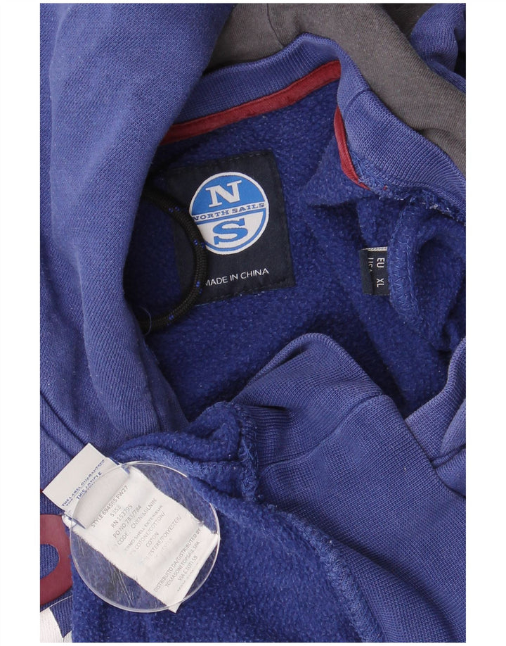 NORTH SAILS Mens Graphic Hoodie Jumper Large Navy Blue Cotton