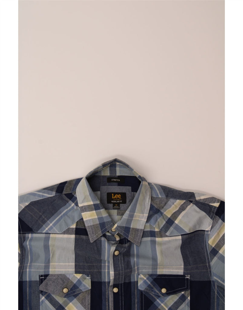 LEE Mens Regular Fit Short Sleeve Shirt Medium Navy Blue Check Cotton Vintage Lee and Second-Hand Lee from Messina Hembry 